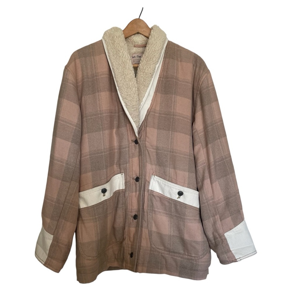 Free people winter plaid Sherpa lined Women’s coat